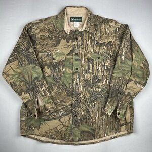 Vintage Gander Mountain Realtree Camo Camouflage Button Up Shirt Size XL Hunting
